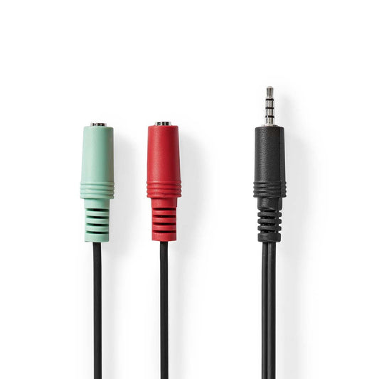 Nedis Stereo Audio Cable | 3.5 mm Male | 2x 3.5 mm Female | Nickel Plated | 0.20 m | Round | Anthracite | Box