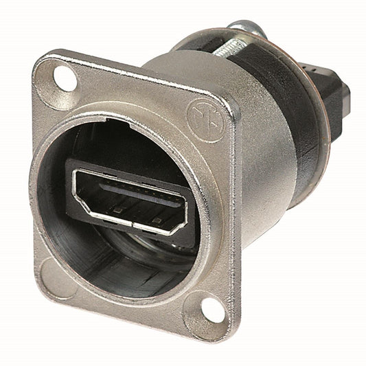Neutrik HDMI feedthrough adapter, black D-shape housing