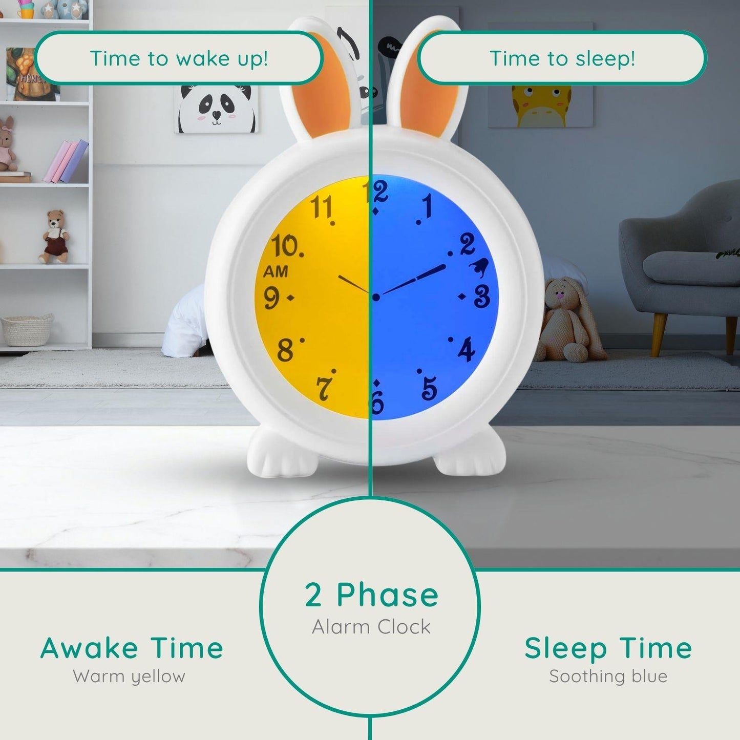 Alecto BC100BUNNY | Sleep Trainer & Night Lamp Light / Alarm Clock - Rabbit