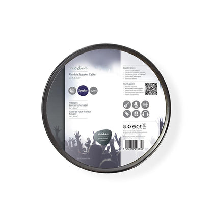 Nedis Speaker Cable | 2 x 1.50 mm² | Copper | 100.0 m | Round | PVC | Dark Grey | Reel