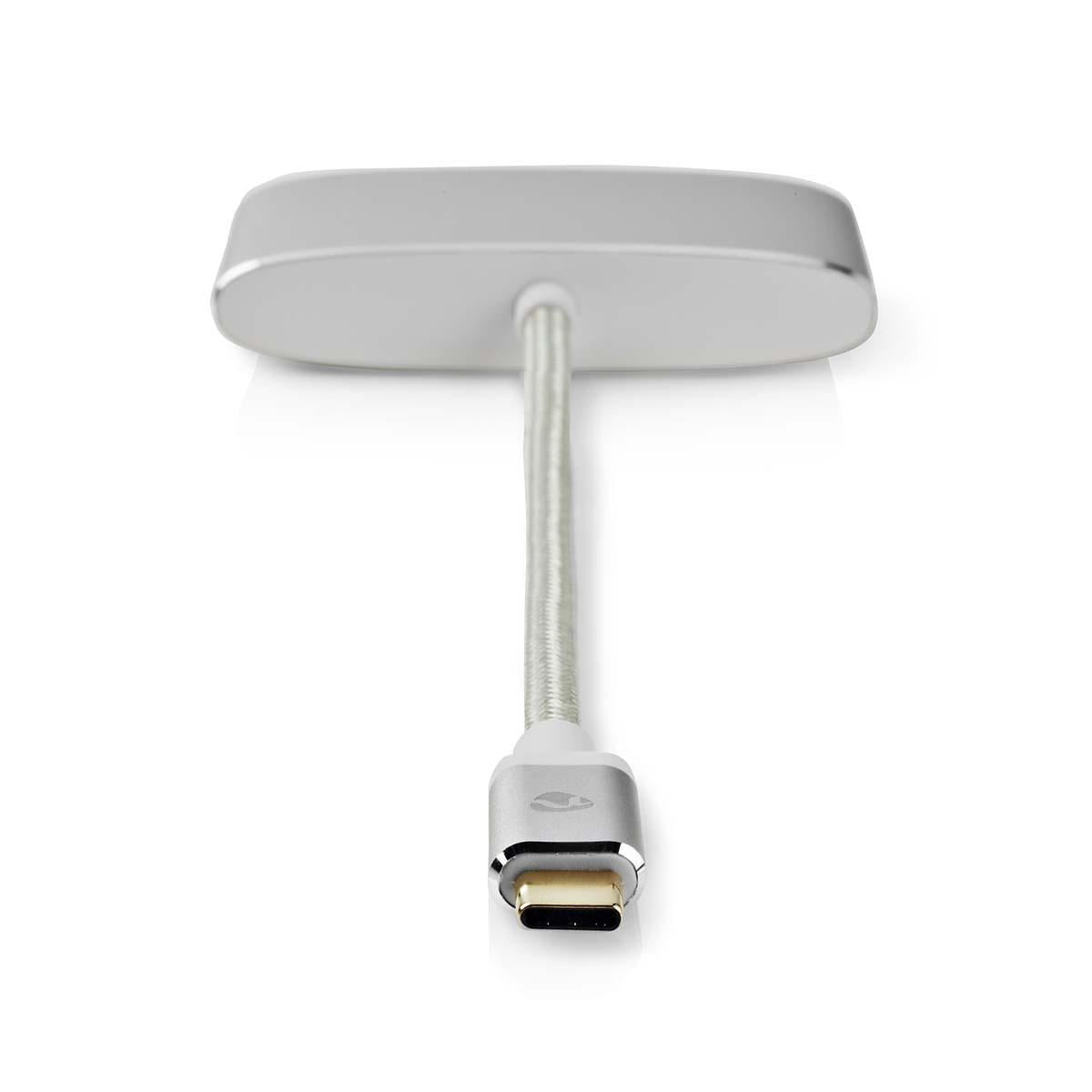 Nedis USB Multi-Port Adapter | USB 3.2 Gen 1 | USB-C™ Male | USB-A Female / USB-C™ Female / VGA Female | 5 Gbps | 0.20 m | Round | Gold Plated | Braided / Nylon | Silver | Cover Window Box