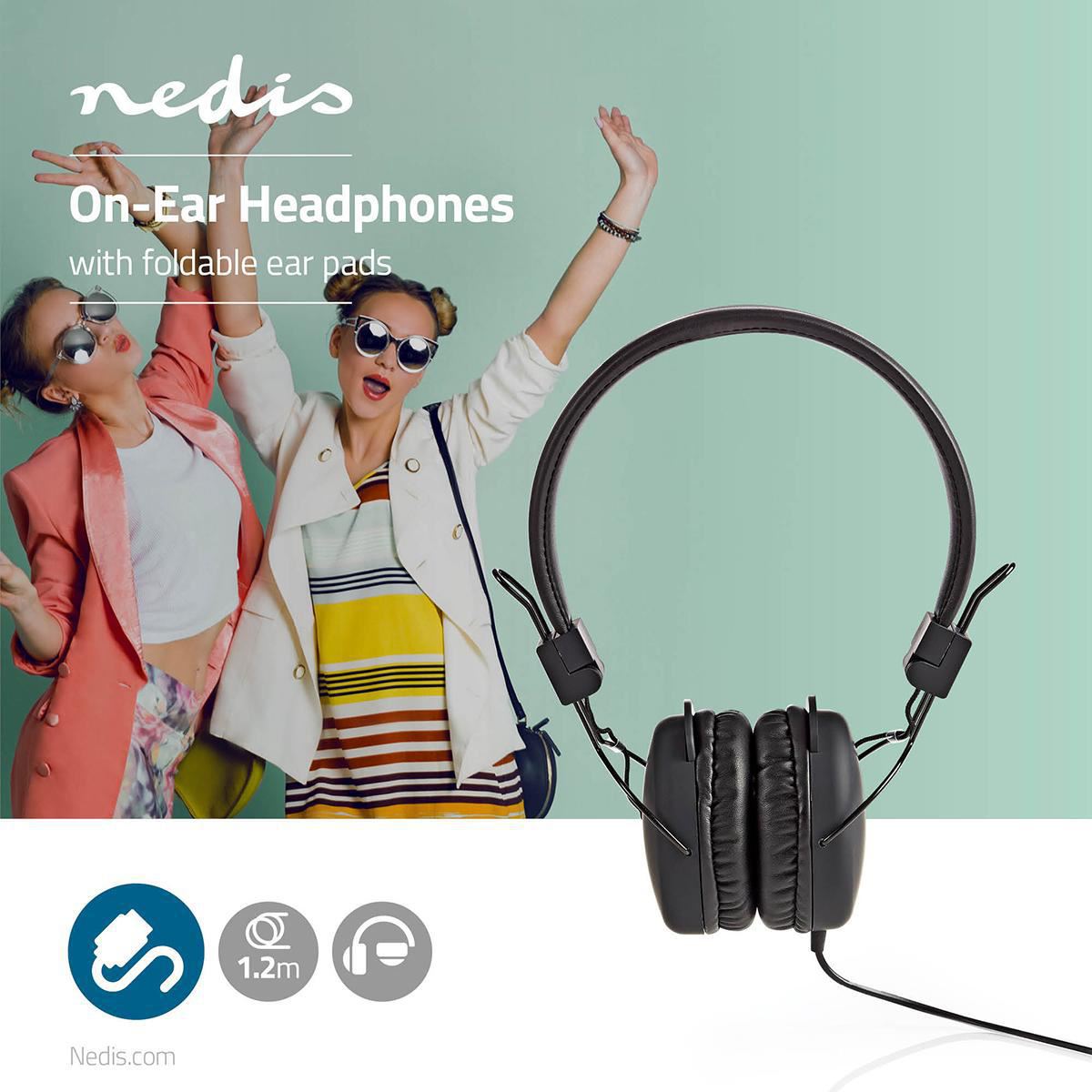 Nedis On-Ear Wired Headphones | 3.5 mm | Cable length: 1.20 m | Black