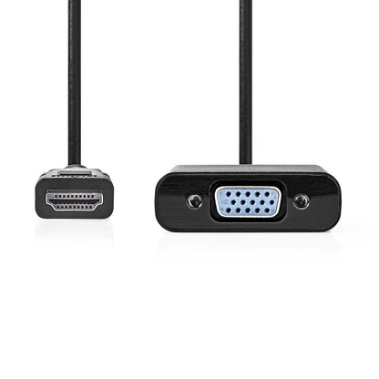 Nedis HDMI™ Adapter | HDMI™ Connector | VGA Female / 3.5 mm Female | Nickel Plated | Straight | PVC | Black | 1 pcs | Box | 17.081.151