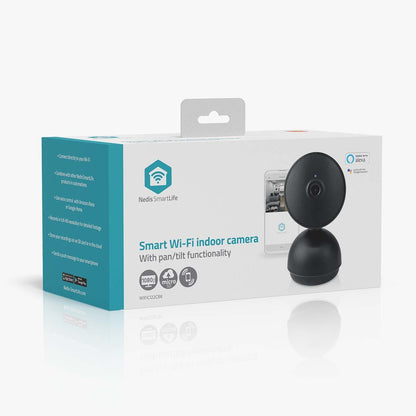 Nedis SmartLife Indoor Camera | Wi-Fi | Full HD 1080p | Pan tilt | Cloud Storage (optional) / microSD (not included) / Onvif | With motion sensor | Night vision | Black