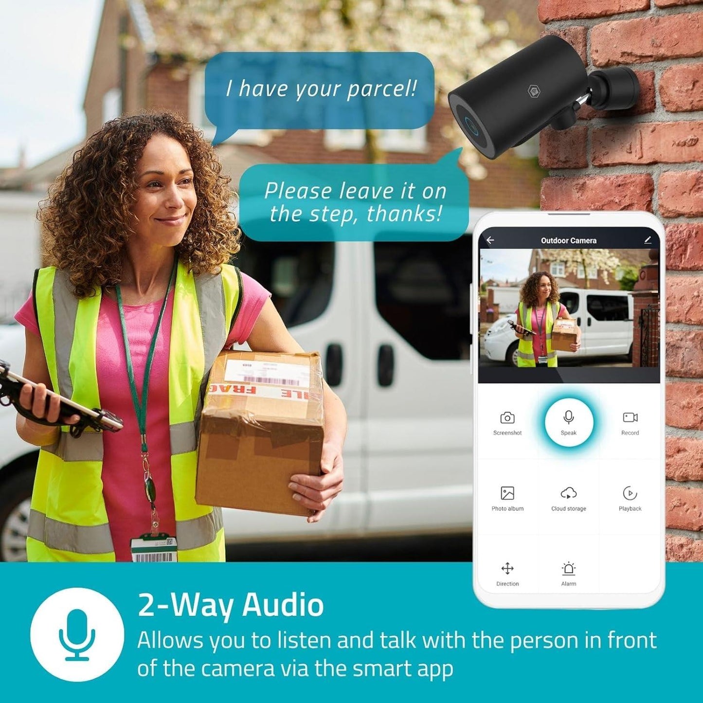 Nedis SmartLife Outdoor Camera | Wi-Fi | Spotlight | 4K / 3840x2160 | IP65 | Cloud Storage (optional) / microSD (not included) / Onvif | 5 V DC | With motion sensor | Night vision | Black