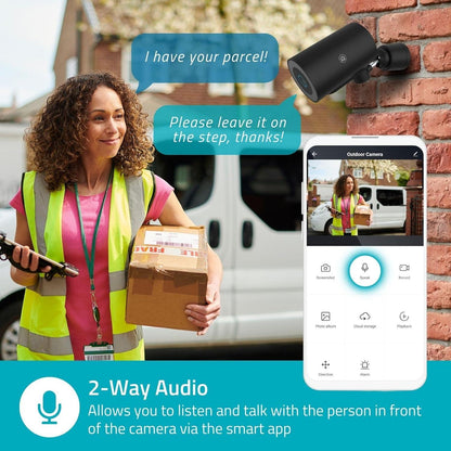 Nedis SmartLife Outdoor Camera | Wi-Fi | Spotlight | 4K / 3840x2160 | IP65 | Cloud Storage (optional) / microSD (not included) / Onvif | 5 V DC | With motion sensor | Night vision | Black