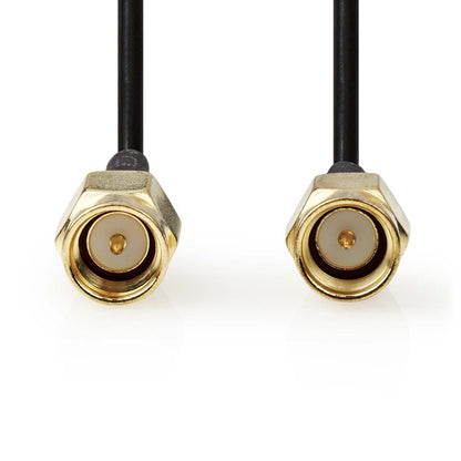 Nedis SMA Cable | SMA Male | SMA Male | Gold Plated | 50 Ohm | Single Shielded | 1.00 m | Round | PVC | Black | Label