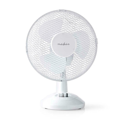 Nedis Table Fan | Mains Powered | Diameter: 230 mm | 22 W | Oscillation | 2-Speed | White
