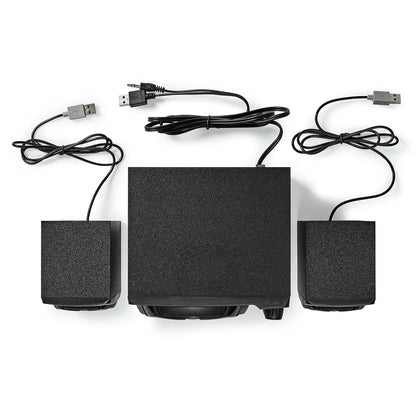Nedis Gaming Speaker | Speaker channels: 2.1 | USB Powered | 3.5 mm Male | 33 W | LED | Volume control