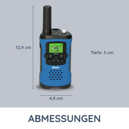 Alecto Walkie-Talkie Set | 2 Handsets | Up to 7 km | Frequency channels: 8 | VOX | up to 3 Hours | Black / Blue