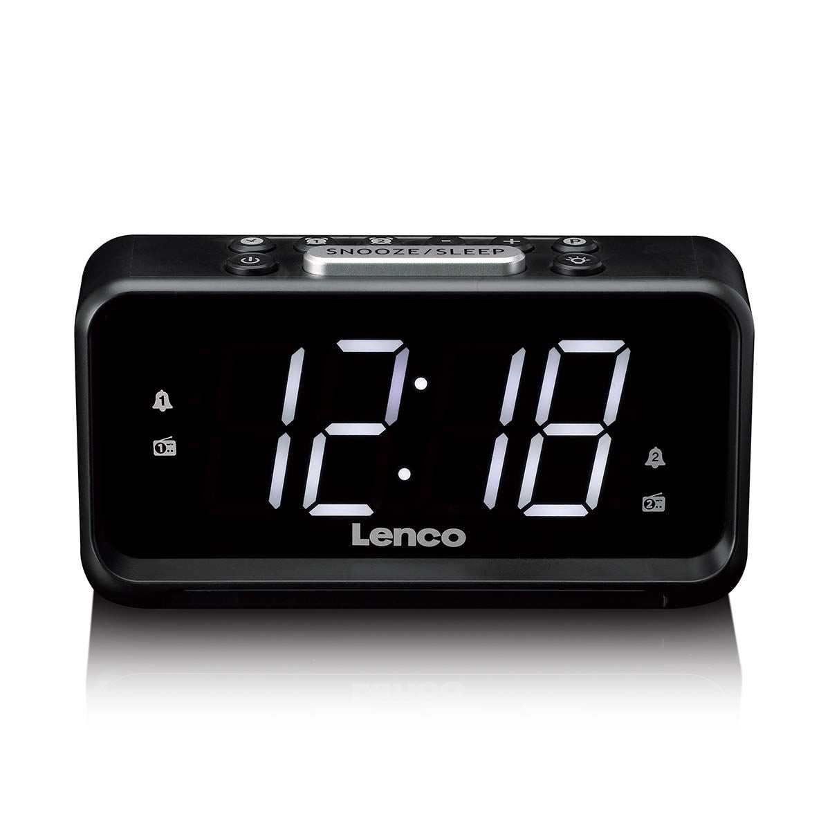 Lenco CR-28BK | FM Clock Radio | Night Light | Black