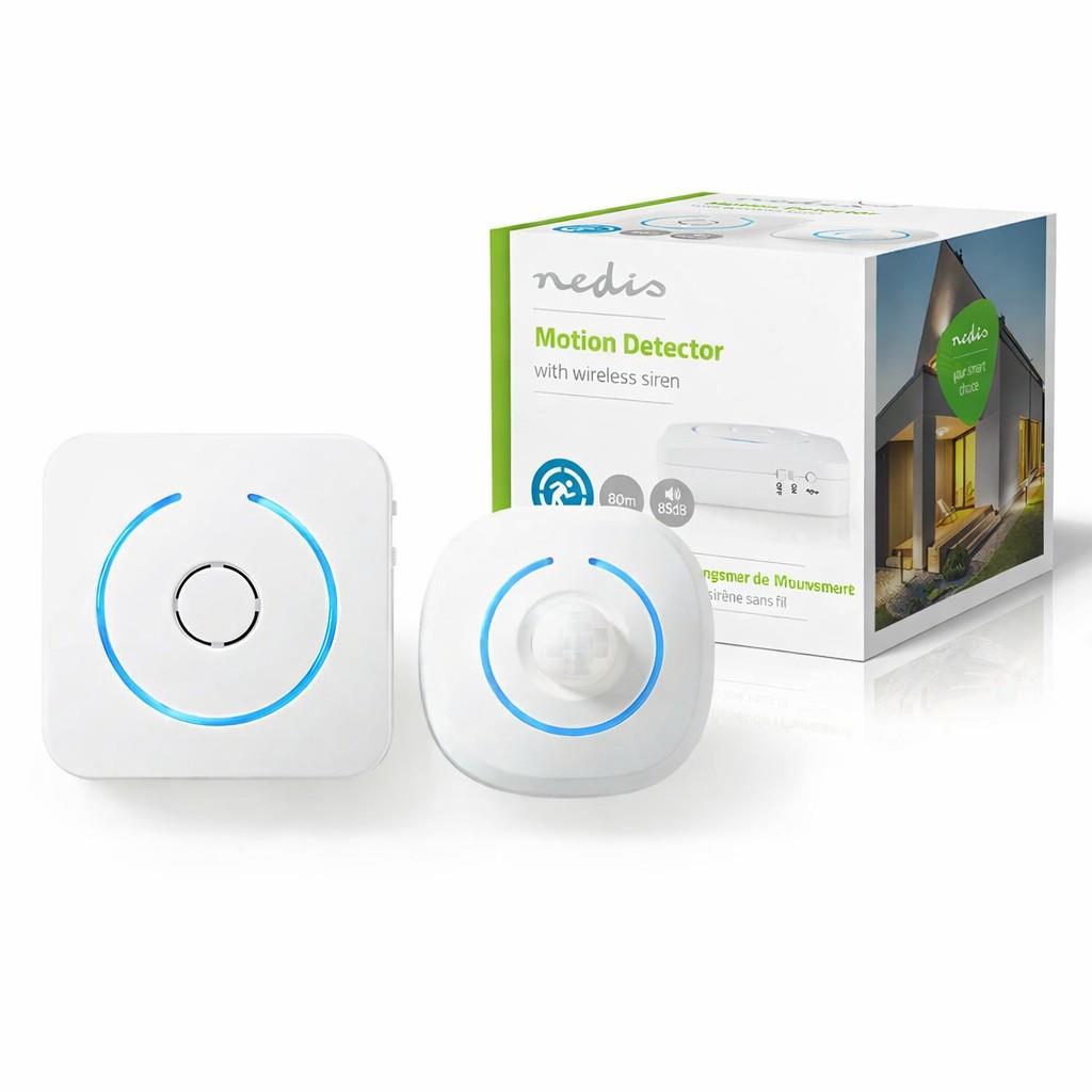 Nedis Motion Detection Alarm | Battery Powered | 6x AA/LR6 | 85 dB | Detector range: 6 m | Wall | Blue / White