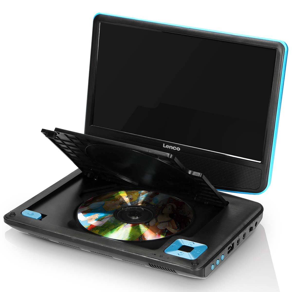 Lenco DVP-910BU | Portable 9" DVD-Player | USB Headphones and Mounting bracket |Blue / Black