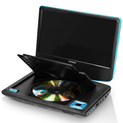 Lenco DVP-910BU | Portable 9" DVD-Player | USB Headphones and Mounting bracket |Blue / Black