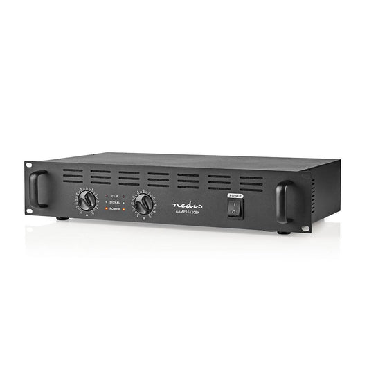 Nedis PA Amplifier | RMS output: 2x 100 W @ 8 Ohm / 2x 150 W @ 4 Ohm | 2 Channels | 2U | 19" rack mountable | Metal | Black