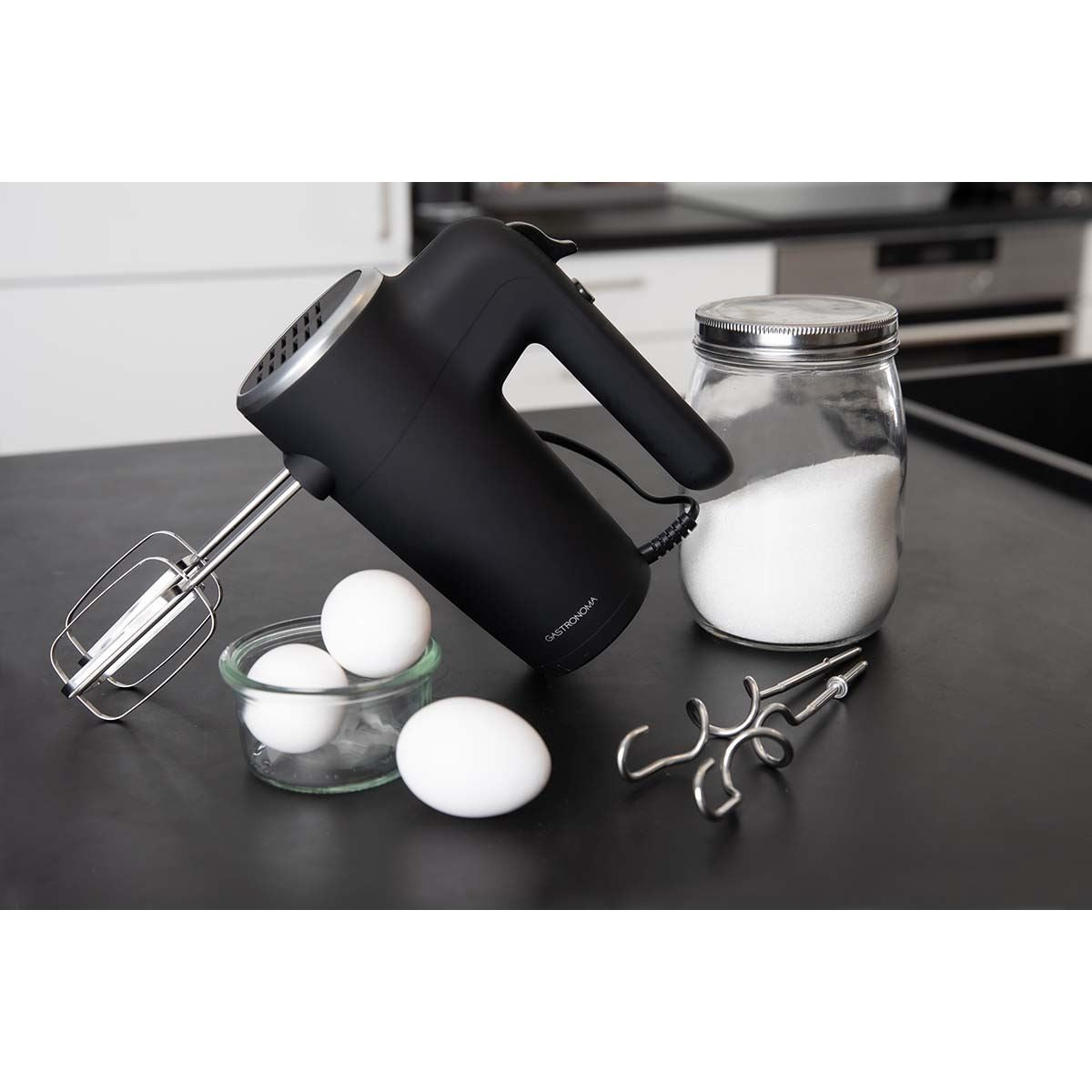 Gastronoma 18200002 | Hand Mixer | 500 W | 6 Speeds | Turbo | 2 Beaters / 2 Dough Hooks | Rubberized | Black