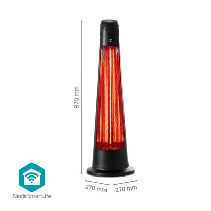 Nedis SmartLife Patio Heater | Wi-Fi | 1200 W | 2 Heat Settings | Oscillation | Fall over protection | IP24 | Black