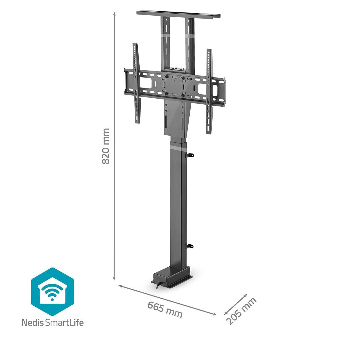 Nedis Motorised TV Stand | 37 - 80 " | Maximum supported screen weight: 60 kg | Built-in Cabinet Design | Lift range: 79 - 184 cm | Remote controlled | ABS / Steel | Black