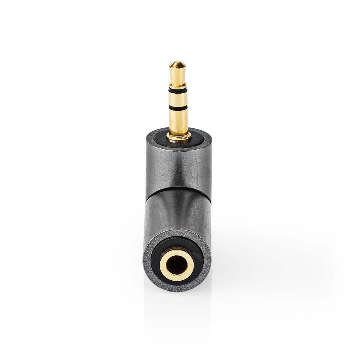 Nedis CATB22975GY | Stereo Audio Adapter | 3.5 mm Male | 3.5 mm Female | Gold Plated | Straight | Metal | Gold / Gun Metal Grey | 1 pcs | Cover Window Box