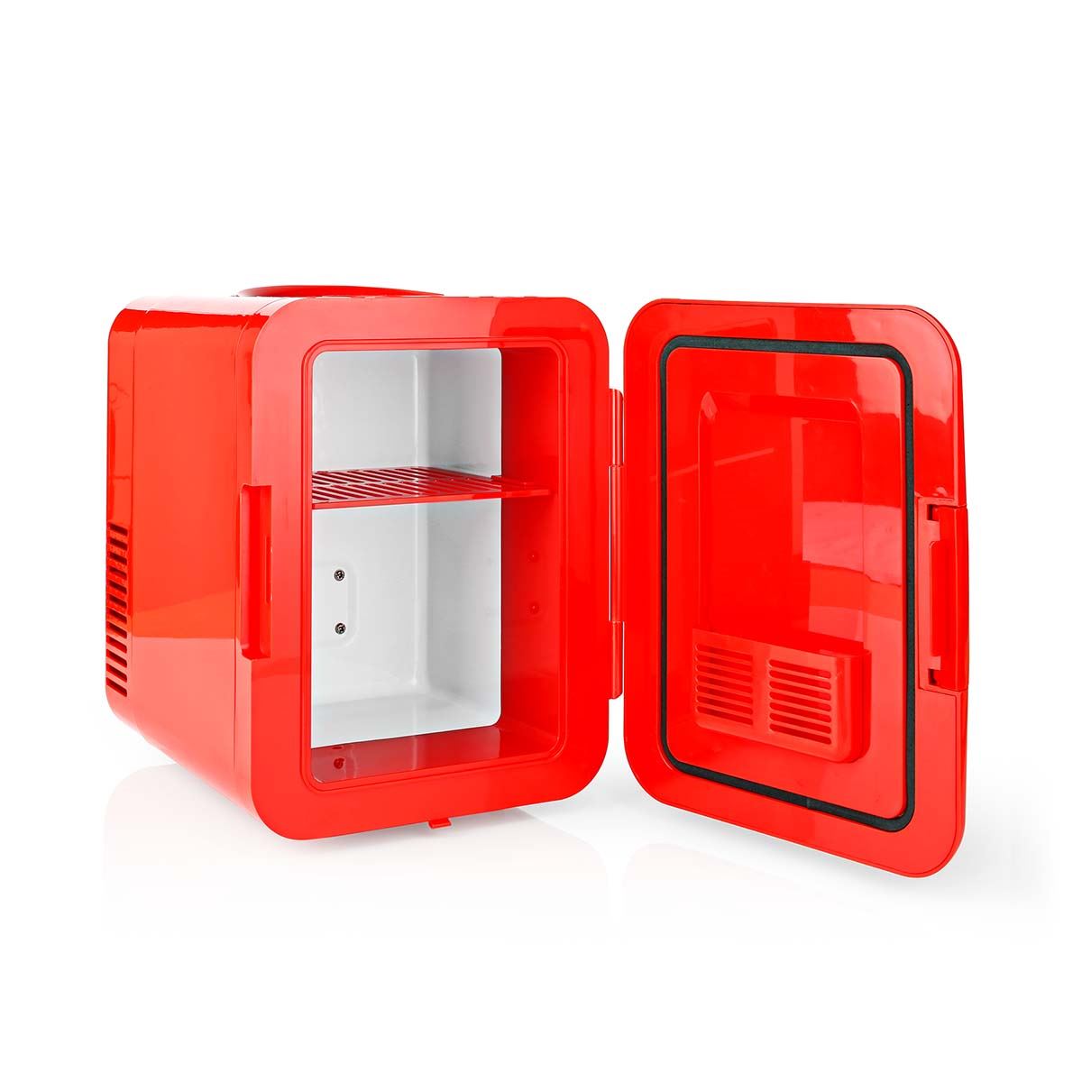 MELISSA Portable Mini Fridge | Mains or 12v Aux | 6 cans / 4 l capacity | 100-240 V / 12 V  Vehicle| Heating / Cooling function | Carrying handle | Red