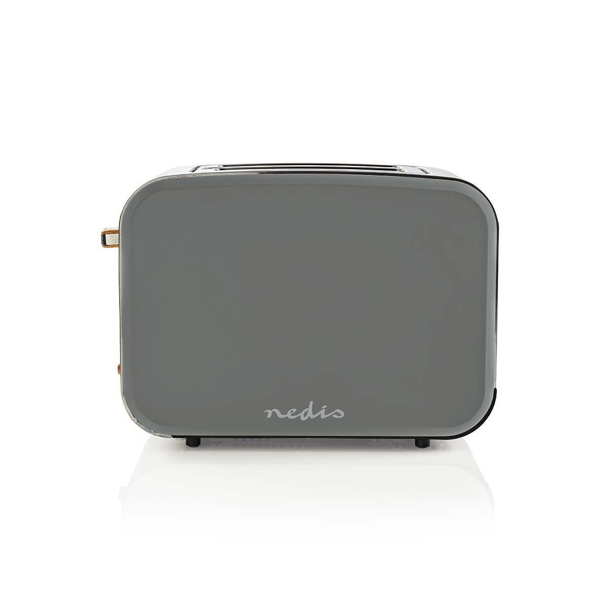Nedis Toaster | Soft Touch Series | 2 Bread Slices | 2 Slots | Browning levels: 6 | Defrost feature | Grey