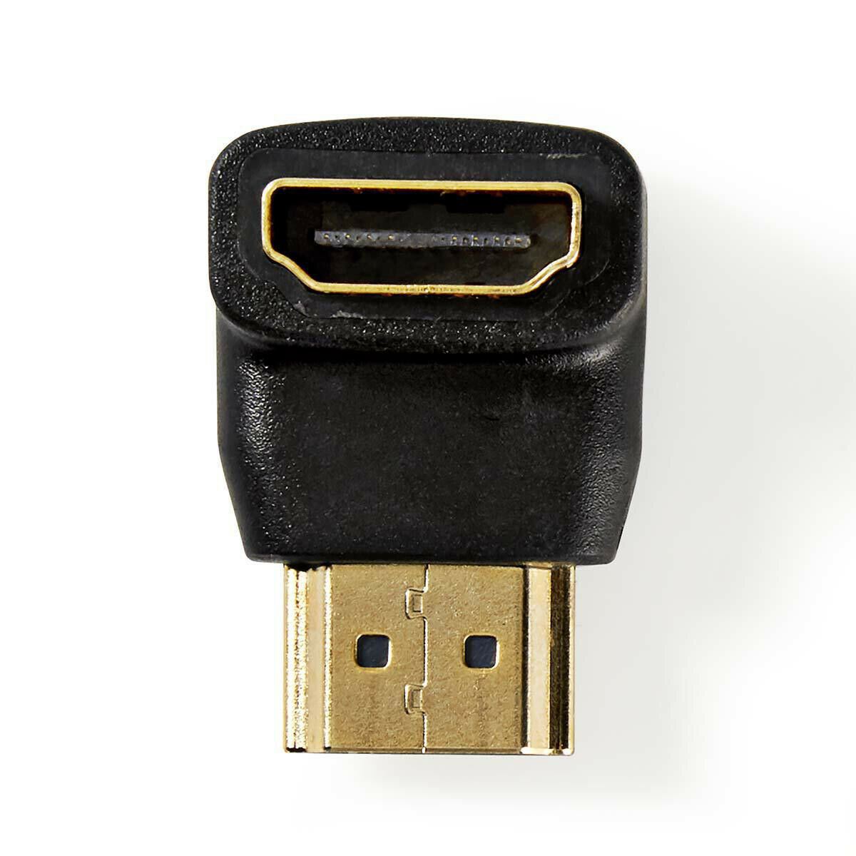 Nedis HDMI™ Adapter | HDMI™ Connector | HDMI™ Output | Gold Plated | Angled 90° | ABS | Black | 1 pcs | Box