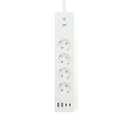Nedis SmartLife Power Strip | Wi-Fi | 2x USB-A / 2x USB-C™ / 4x plug with earth contact (CEE 7/3) | 16 A | 3680 W | 2.00 m | 0 - 55 °C | Android™ / IOS | White