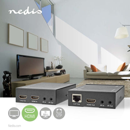 Nedis HDMI™ Extender | Over Cat6 | up to 60.0 m | 4K@60Hz | 18 Gbps | Metal | Anthracite