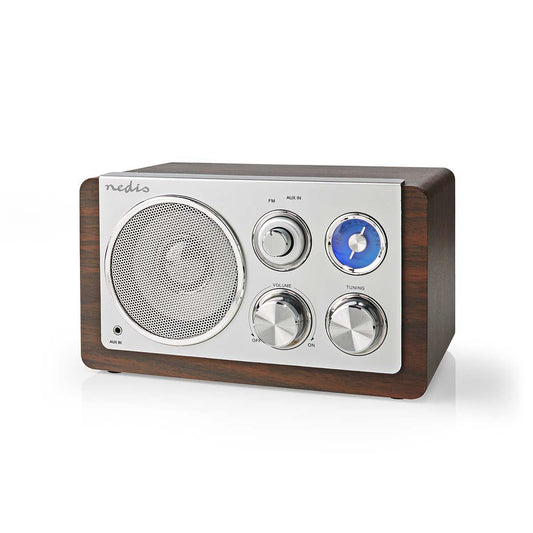 Nedis FM Radio | Table Design | FM | Mains Powered | Analogue | 15 W | IP20 | Brown