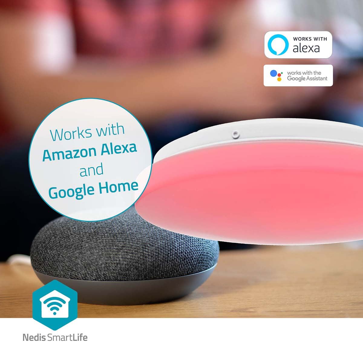 Nedis SmartLife Ceiling Light | Wi-Fi | RGB / Warm to Cool White | Round | Diameter: 260 mm | 1820 lm | 2700 - 6500 K | IP44 | Energy class: F | Android™ / IOS