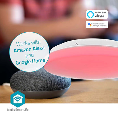 Nedis SmartLife Ceiling Light | Wi-Fi | RGB / Warm to Cool White | Round | Diameter: 260 mm | 1820 lm | 2700 - 6500 K | IP44 | Energy class: F | Android™ / IOS