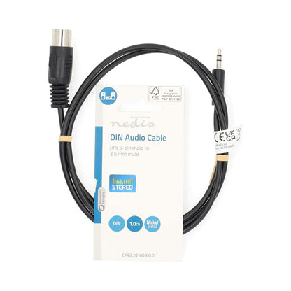 Nedis DIN Audio Cable | DIN 5-Pin Male | 3.5 mm Male | Nickel Plated | 1.00 m | Round | PVC | Black | Label