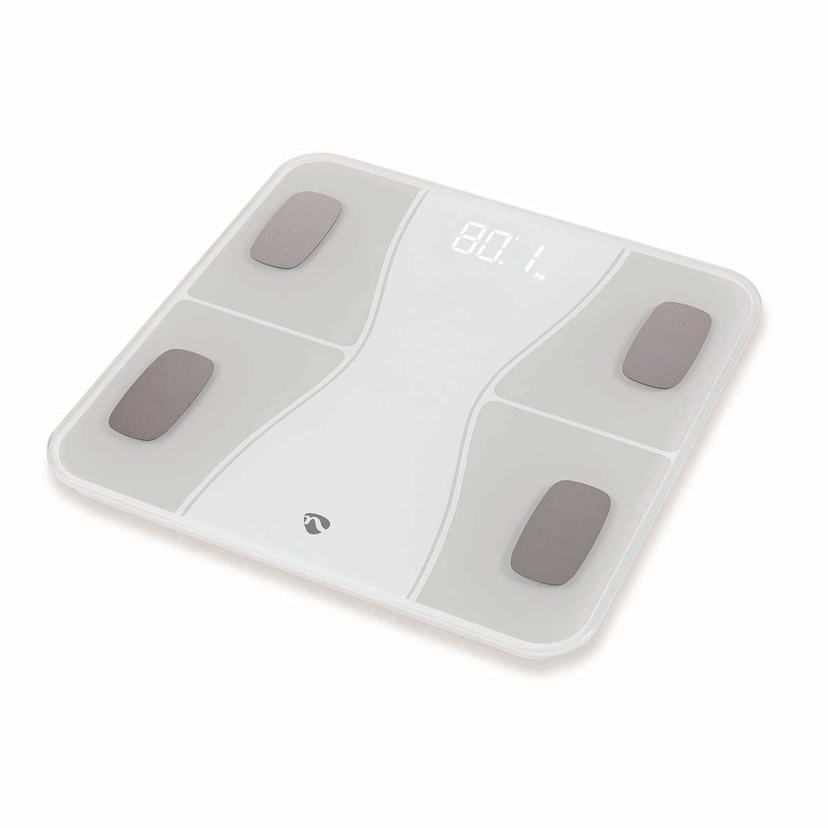 Nedis SmartLife Personal Scale | Bluetooth® | BMI / BMR / Bones / Fat / Muscles / Water / Weight | 12 | Peak load: 180 kg | Android™ / IOS | ABS / Glass | White