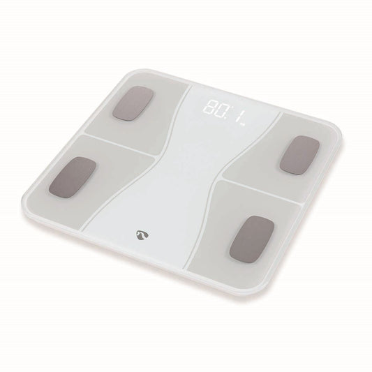 Nedis SmartLife Personal Scale | Bluetooth® | BMI / BMR / Bones / Fat / Muscles / Water / Weight | 12 | Peak load: 180 kg | Android™ / IOS | ABS / Glass | White