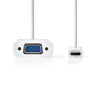 Nedis USB-C™ Adapter | USB 3.2 Gen 1 | USB-C™ Male | VGA Female | 1080p | 5 Gbps | 0.20 m | Round | Nickel Plated | PVC | White | Polybag