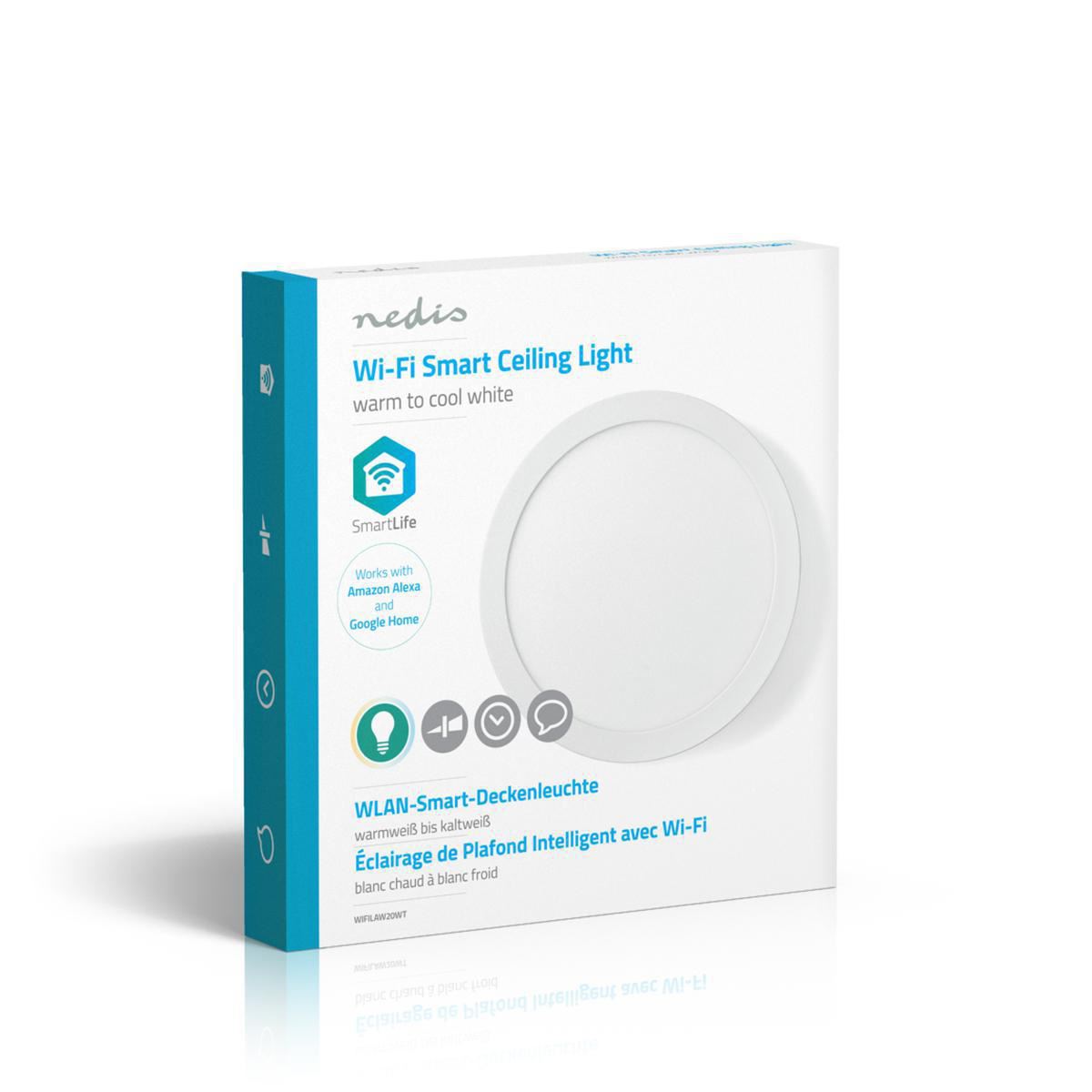 Nedis SmartLife Ceiling Light | Cool White / Warm White | Round | Diameter: 300 mm | 1200 lm | 2700 - 6500 K | IP20 | Energy class: G | Android™ / IOS