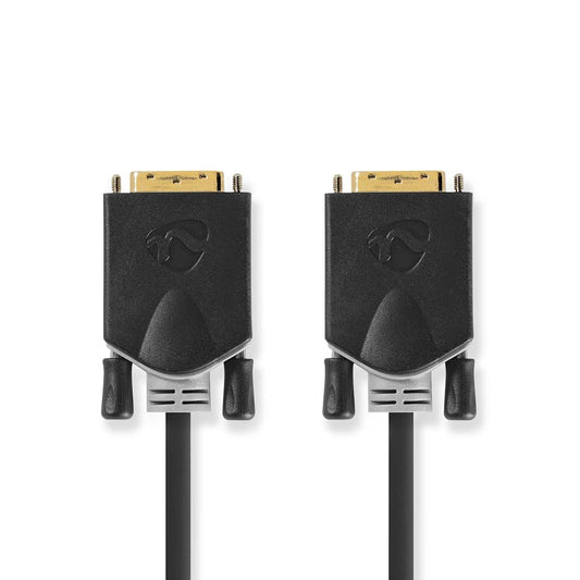 Nedis DVI Cable | DVI-D 24+1-Pin Male | DVI-D 24+1-Pin Male | 2560x1600 | Gold Plated | 3.00 m | Straight | PVC | Anthracite | Box