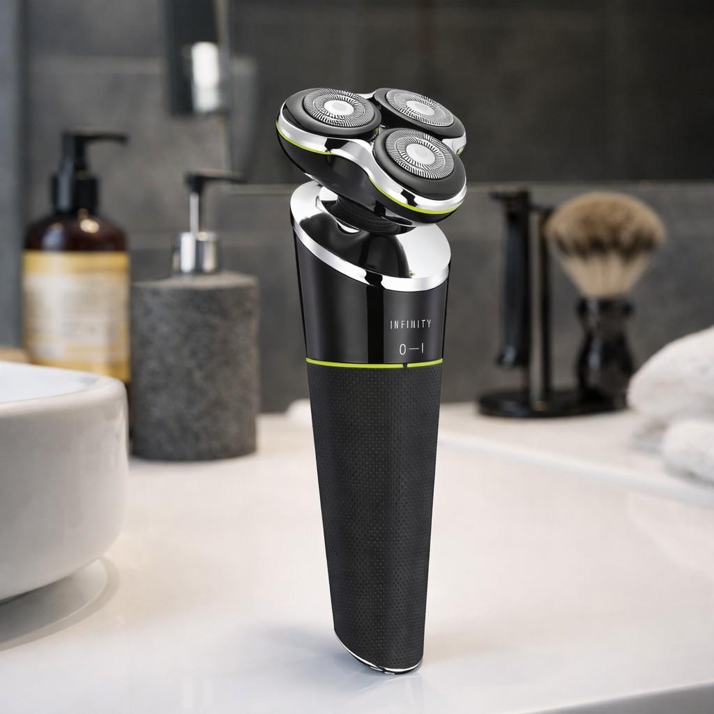 MELISSA Rechargable Electric Razor for Men | 3 Head | Charge Holder | 60 Min Run-Time | Black