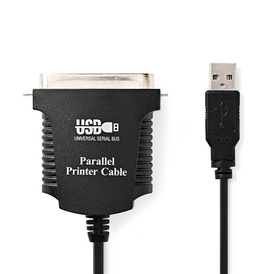 Nedis Parallel Cable | USB-A Male | Centronics 36-Pin Male | Nickel Plated | 2.00 m | Round | PVC | Envelope