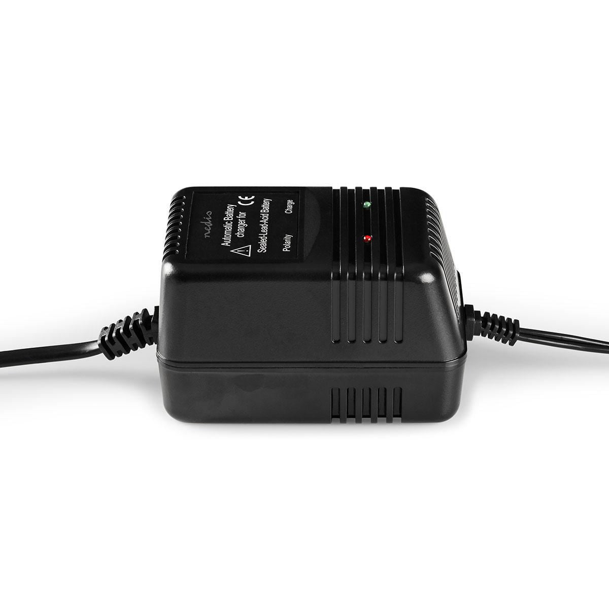 Nedis Lead-Acid Battery Charger | 2.3 / 6.9 / 13.8 V DC | 0.6 A | Trickle charging | Type C (CEE 7/16) | Battery Clamps | Battery type: AGM / Gel / Lead Acid / SLA / VRLA | Black