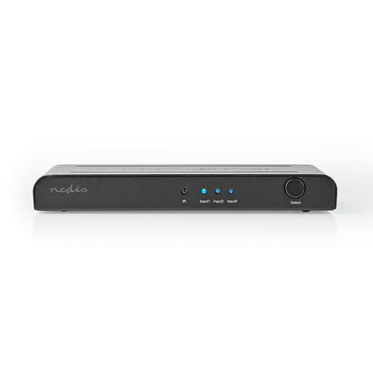 Nedis HDMI™ Switch | 3 port(s) | 3x HDMI™ Input | 1x HDMI™ Output | 4K@60Hz | 18 Gbps | Remote controlled | Metal | Anthracite