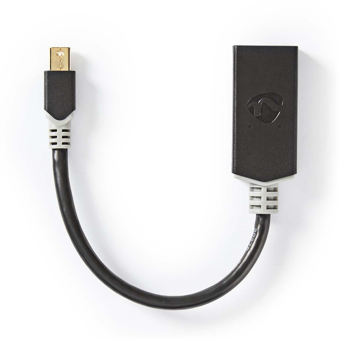 Nedis Mini DisplayPort Cable | DisplayPort 1.4 | Mini DisplayPort Male | HDMI™ Output | 48 Gbps | Gold Plated | 0.20 m | Round | PVC | Anthracite | Window Box