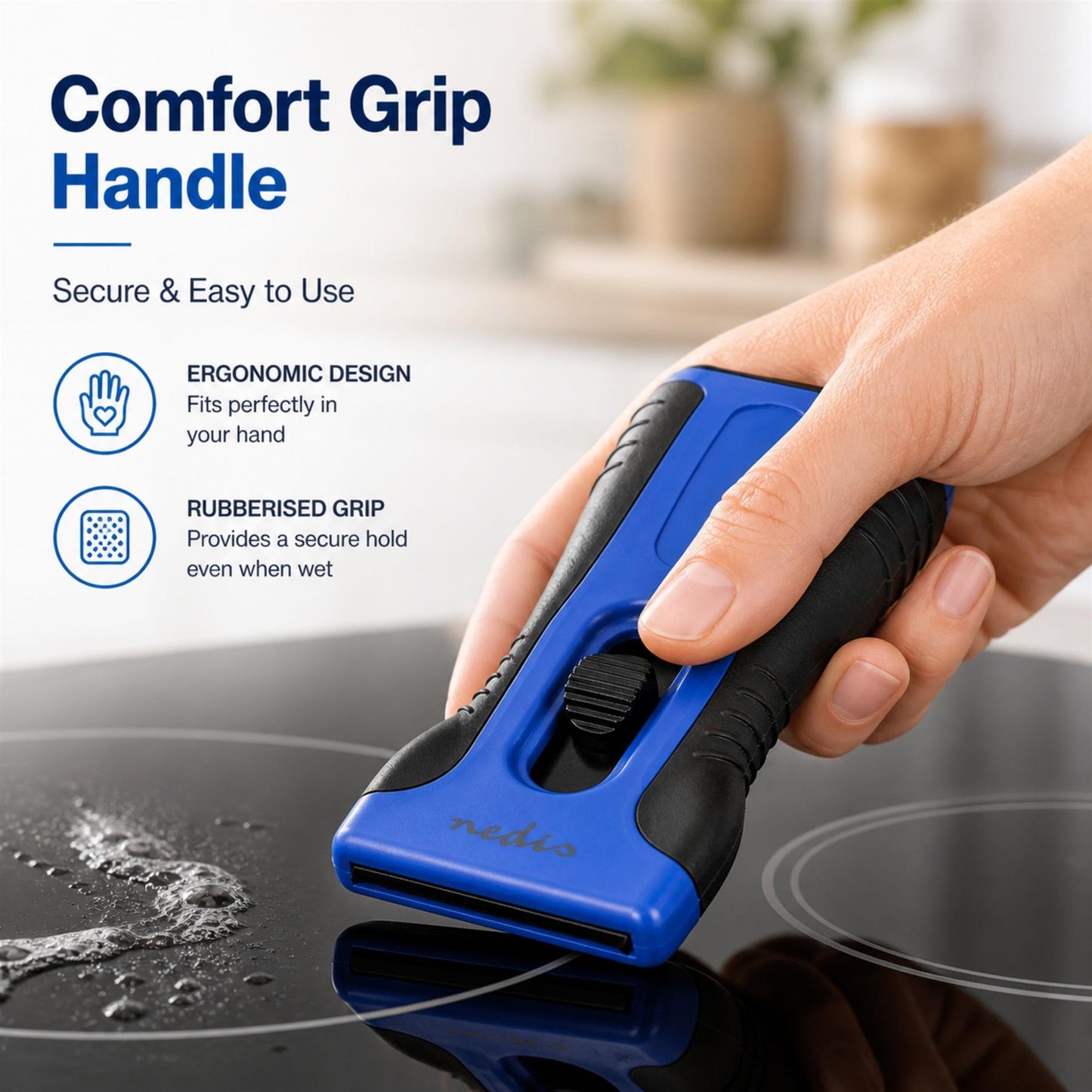 Nedis Cleaning Scraper | Vitroceramic Hobs | Black / Blue | Plastic