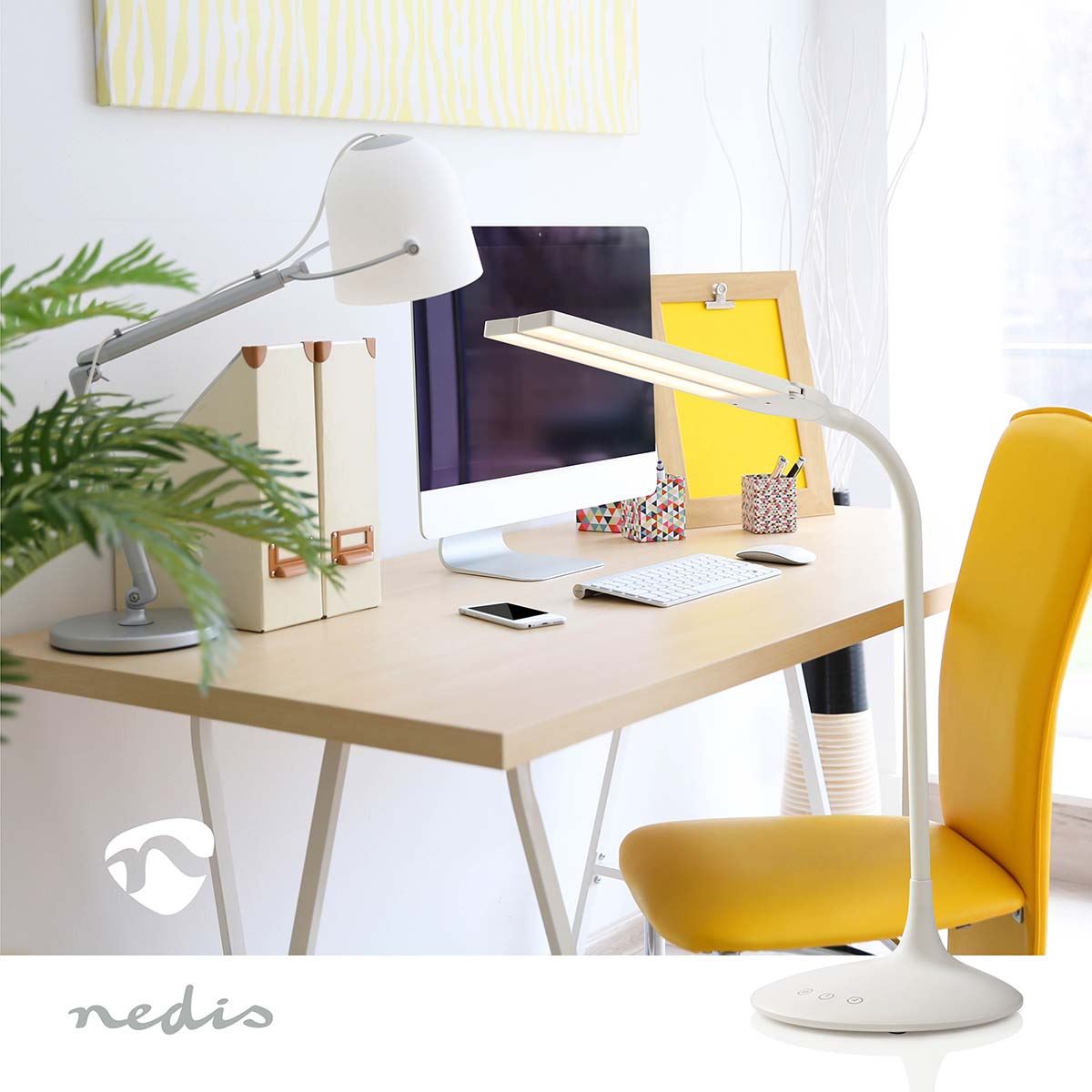 Nedis LED Desk Lamp | Dimmable | 280 lm | Rechargeable | Touch Function | White