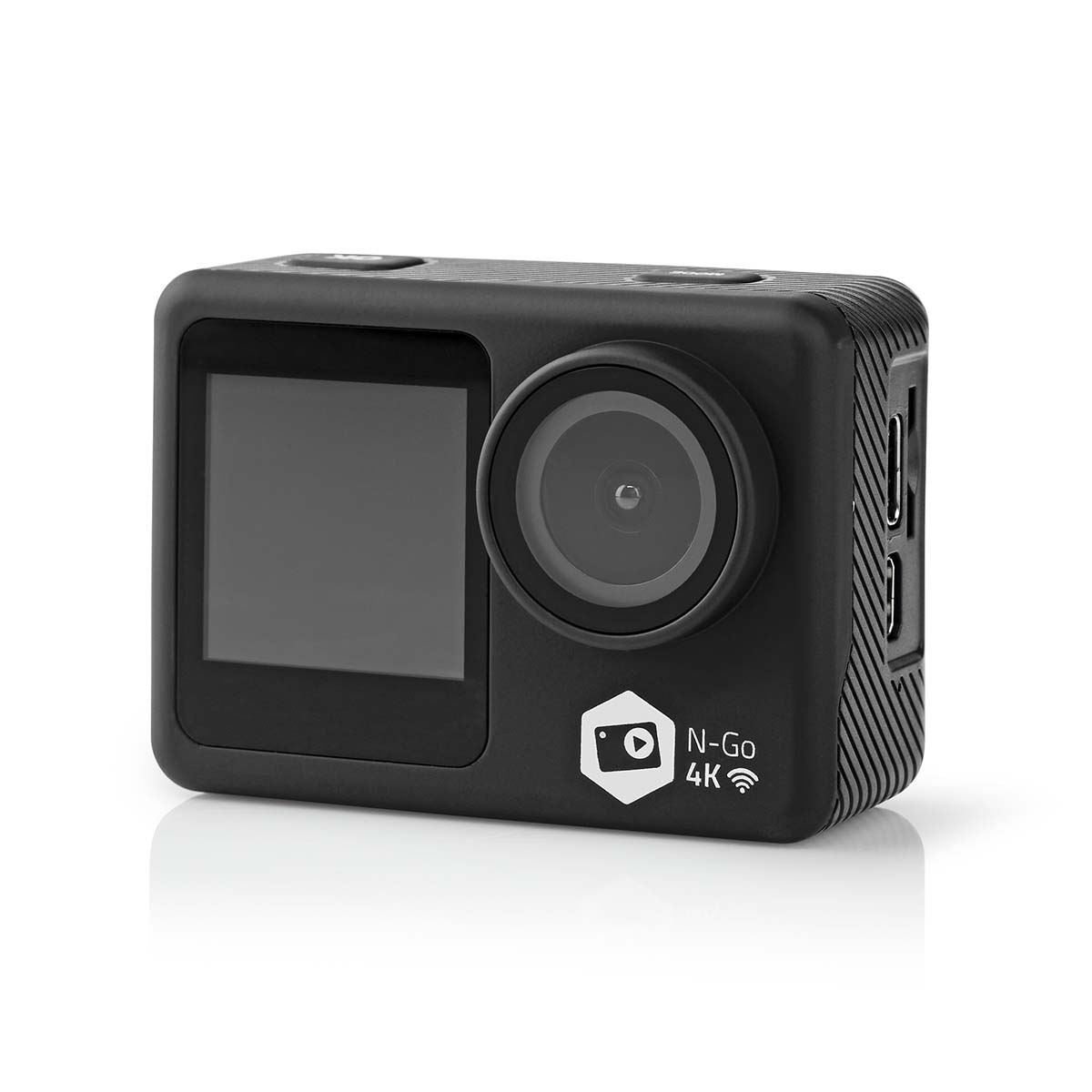Nedis Action Cam | Dual Screen | 4K@30fps | 16 MPixel | Waterproof up to: 30.0 m | 90 min | Wi-Fi | App available for: Android™ / IOS | Mounts included | Black