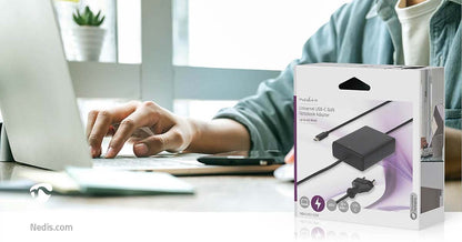 Nedis Notebook Adapter | GaN | 45 W | 5 / 9 / 12 / 15 / 20 V DC | 2.25 / 2.33 / 2.92 / 3.0 A | Used for: Notebook / Smartphone / Tablet | Euro / Type-C (CEE 7/16)
