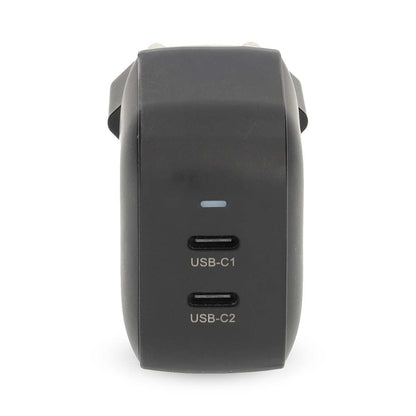 Nedis Wall Charger | 45 W | GaN | PD3.0 | Quick charge feature | 2.25 / 3.0 A | Number of outputs: 2 | 2x USB-C™ | Automatic Voltage Selection | Black
