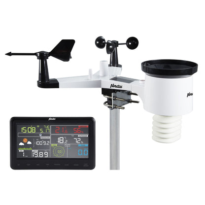 Alecto WS-5500 | 8-in-1 Wi-Fi Smart Weather Station | Indoor and Outdoor Temperature, Forecast, Wind, Pressure, Humidity, Rain & More | Outside Wireless sensor | Application | Grey