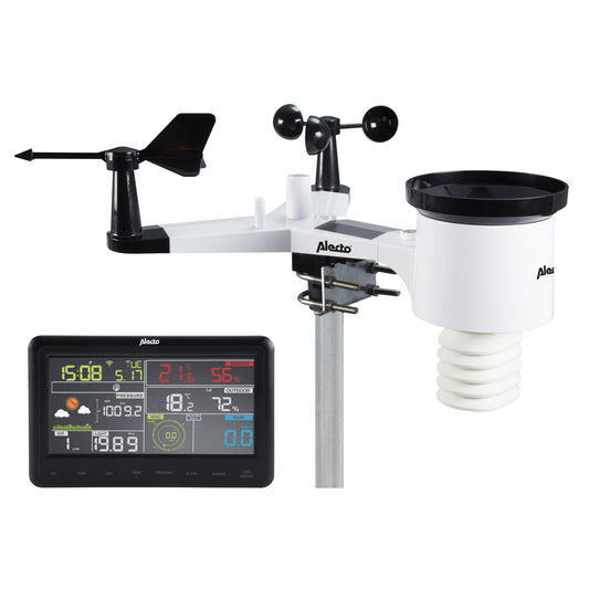 Alecto WS-5500 | 8-in-1 Wi-Fi Smart Weather Station | Indoor and Outdoor Temperature, Forecast, Wind, Pressure, Humidity, Rain & More | Outside Wireless sensor | Application | Grey
