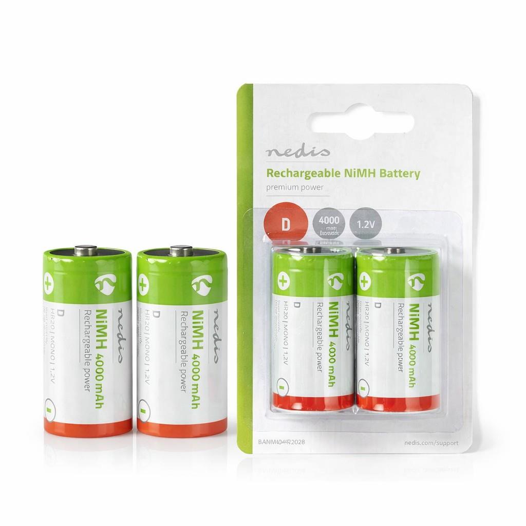 Nedis Rechargeable NiMH Battery D | 1.2 V DC | 4000 mAh | Precharged | 2-Pack | HR20